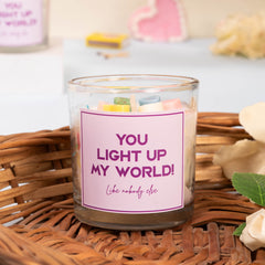 You Light Up My World' Candle