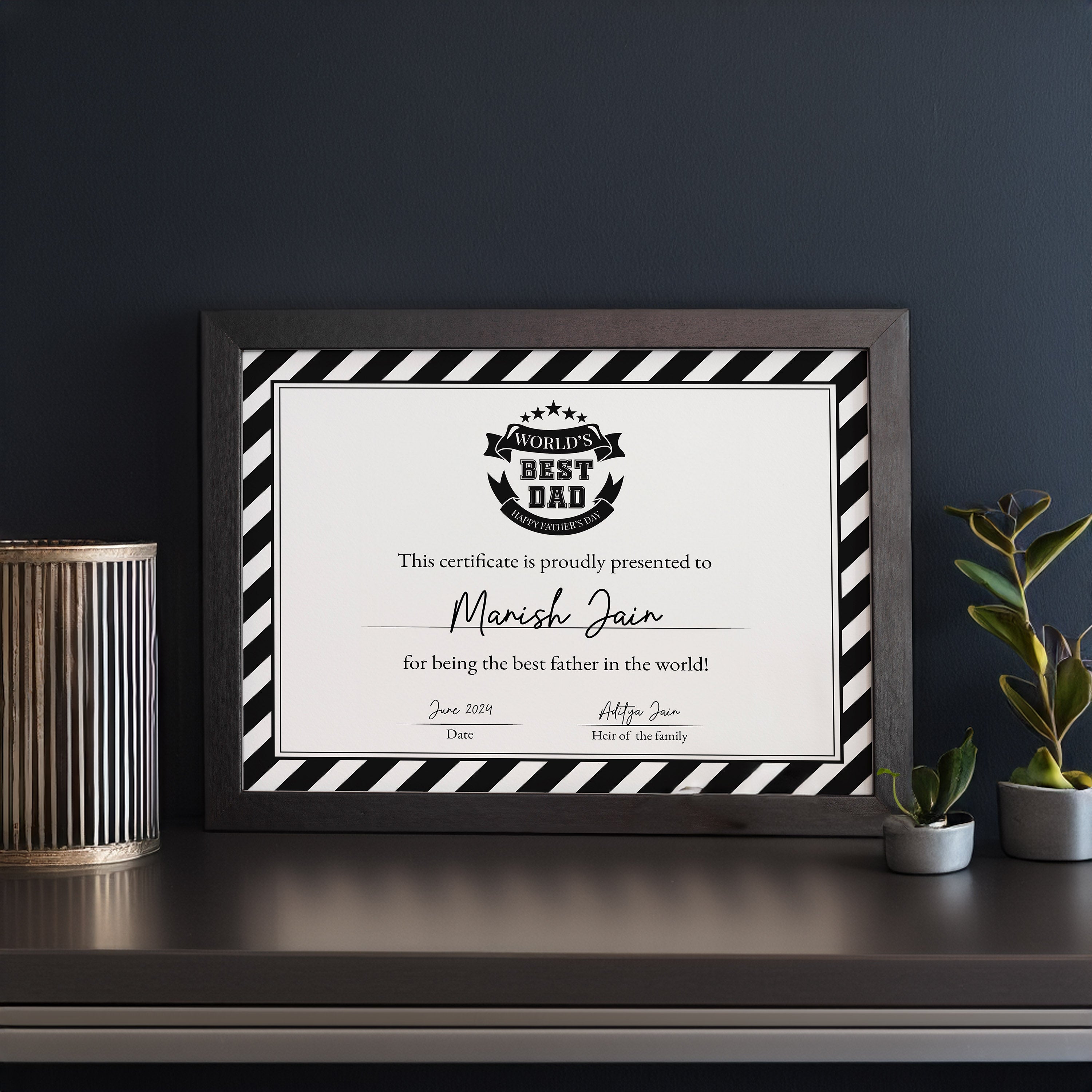 Personalized World's Best Dad Certificate