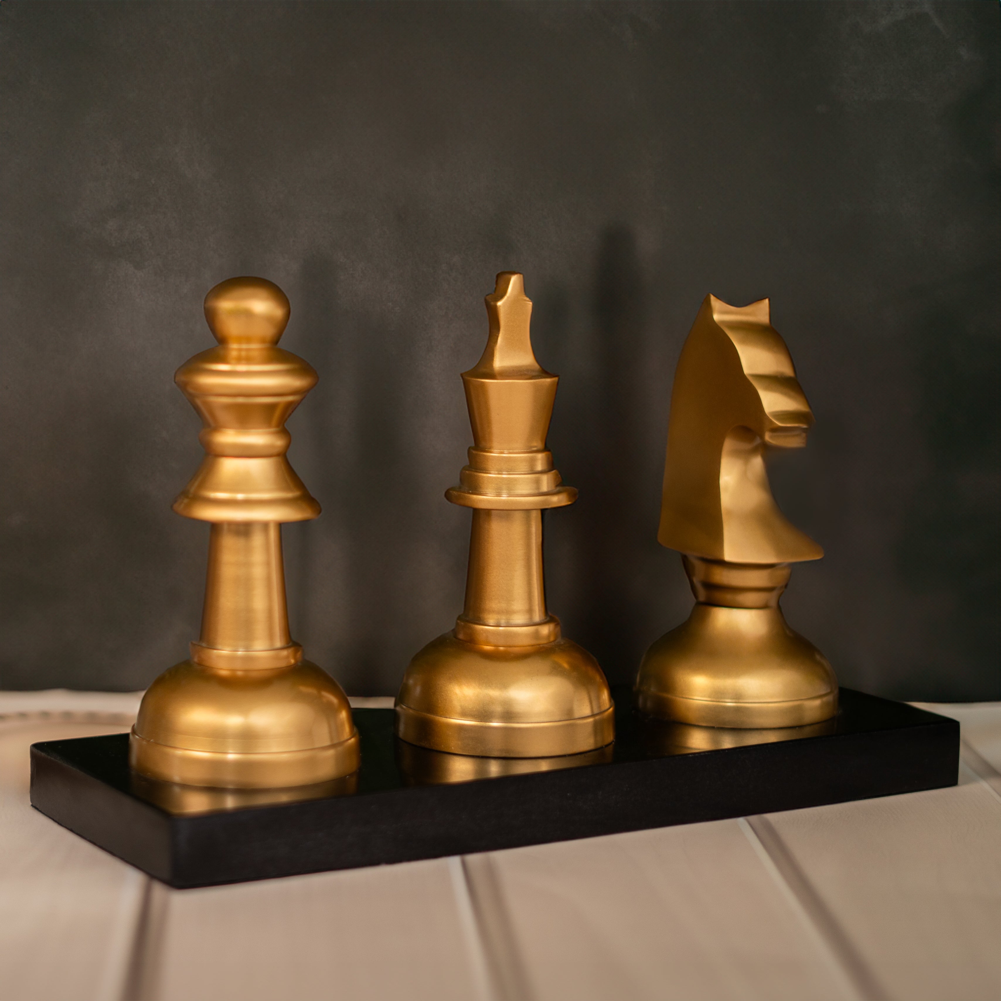 Gold Accent Chess Decor Piece