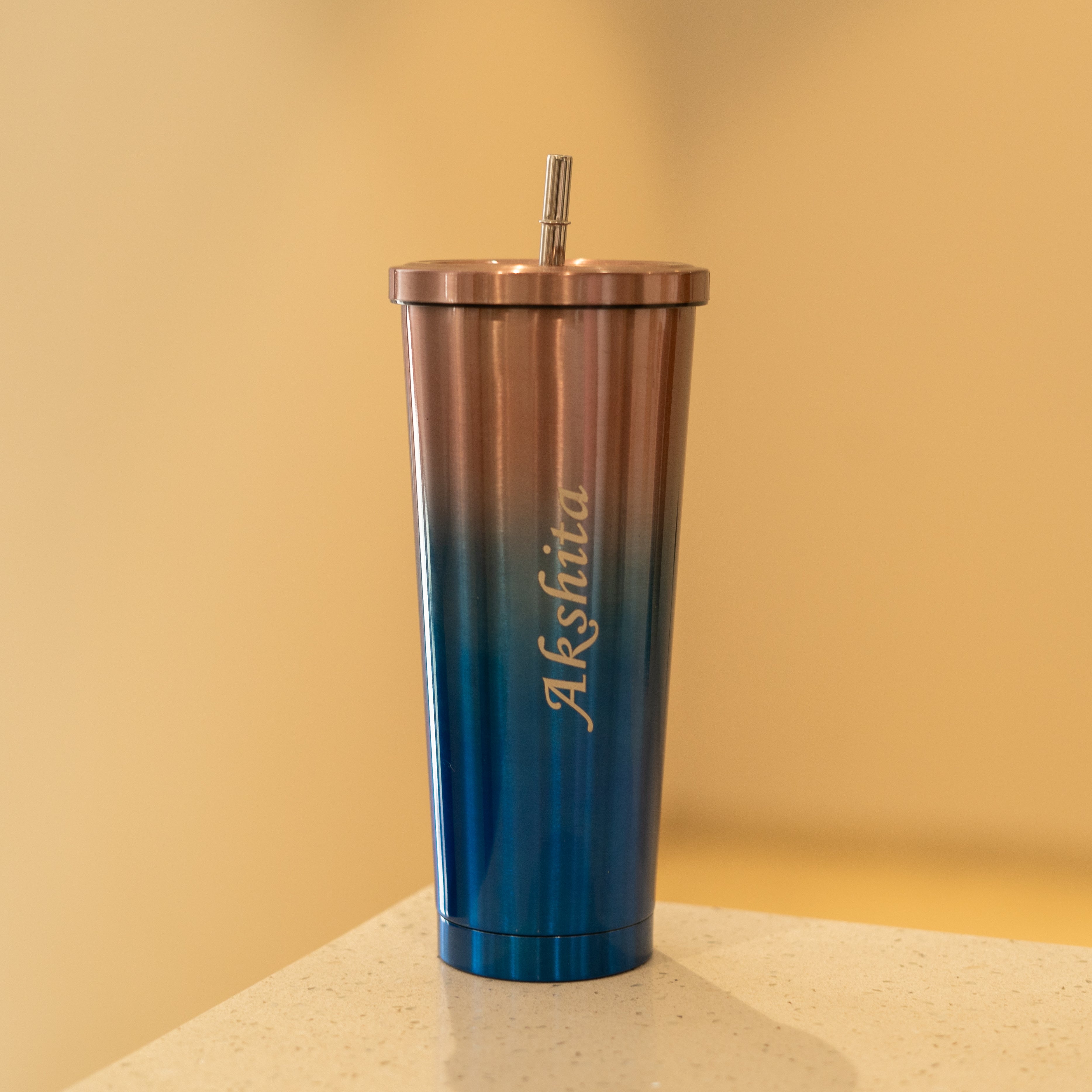 Personalized Steel Tumbler With Straw