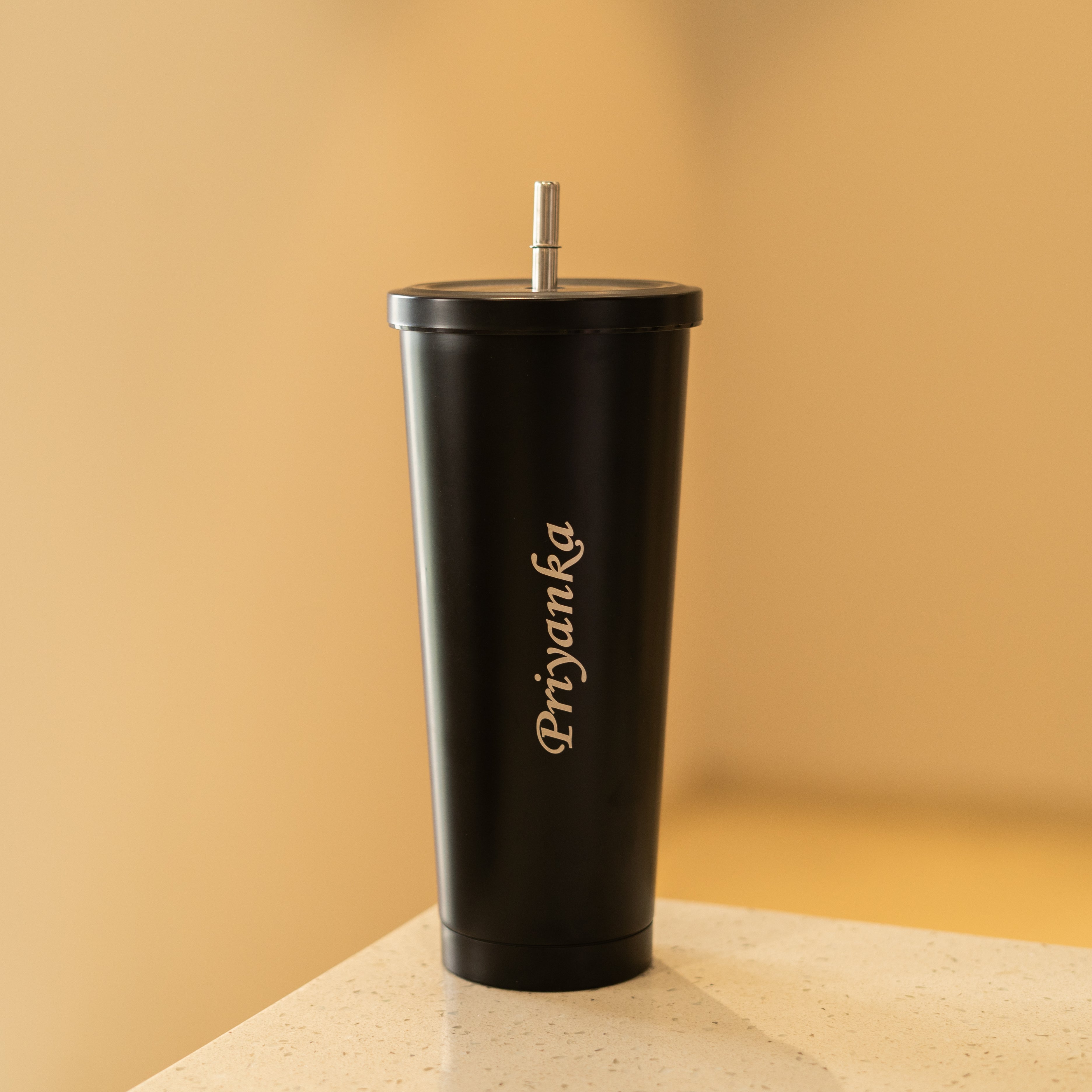 Personalized Steel Tumbler With Straw