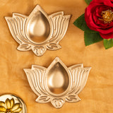 Decorative Lotus Metal Diya | Set of 2