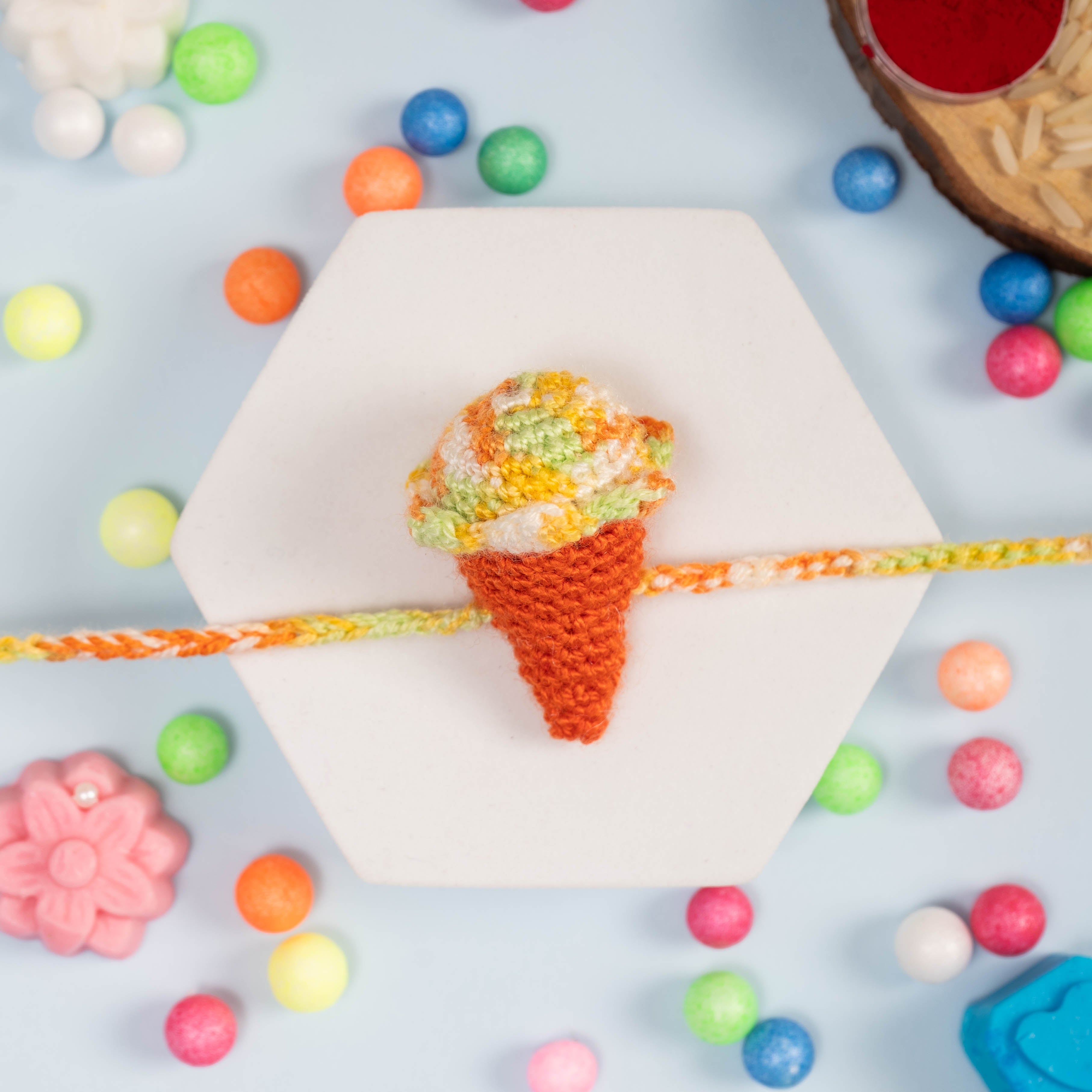 Crochet Ice-Cream Rakhi