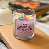 You Light Up My World' Candle