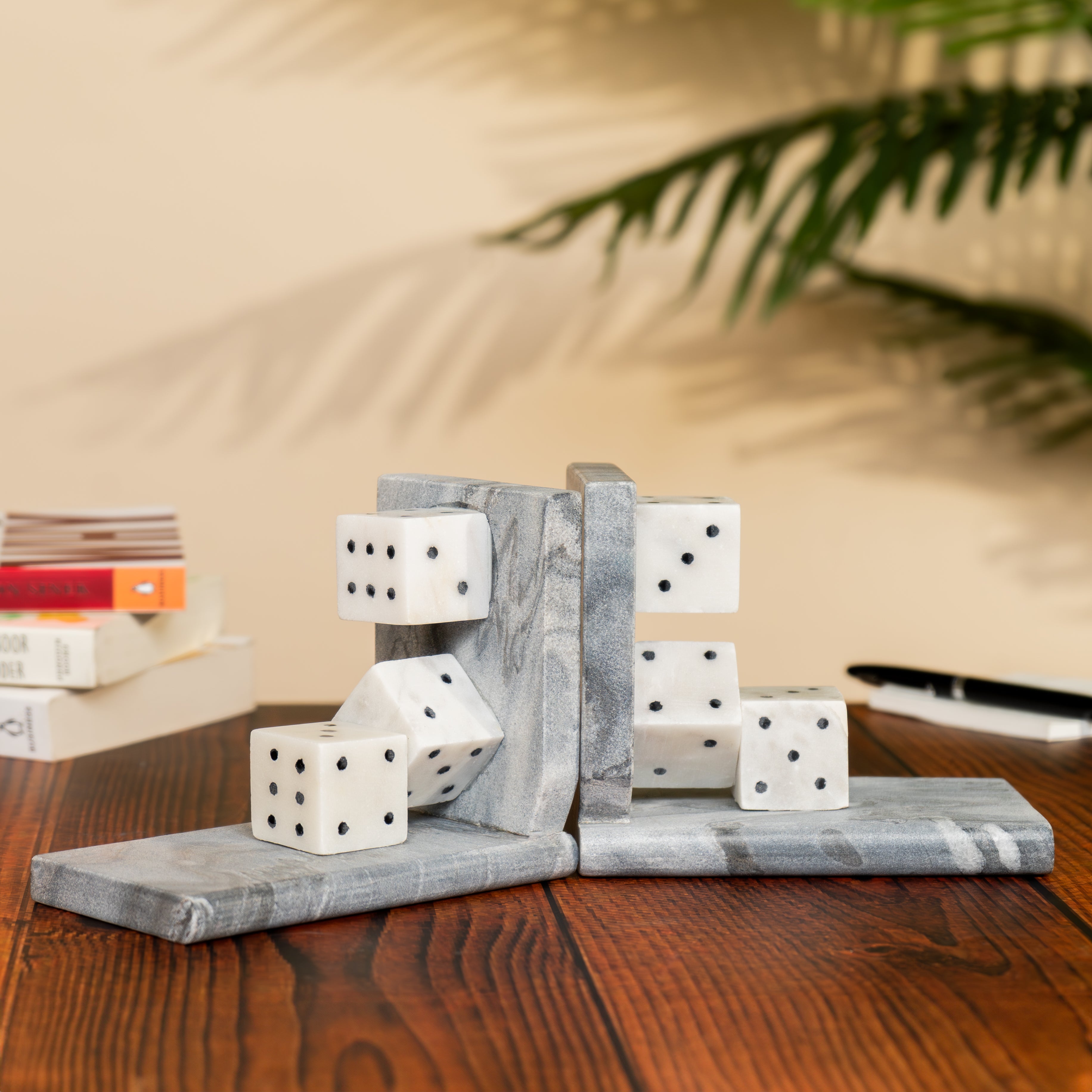 Marble Dice Bookends