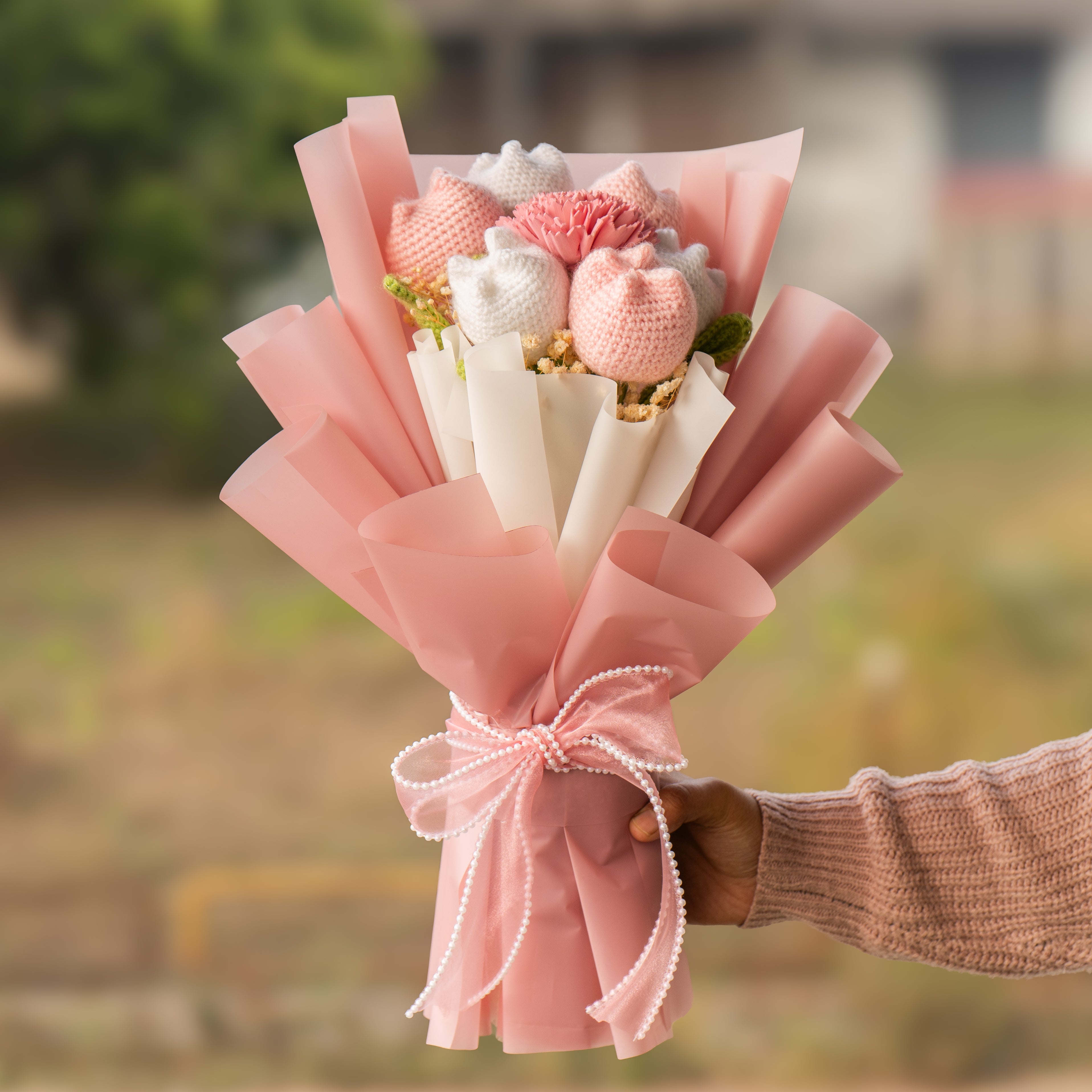 Blush & Bloom Crochet Flower Bouquet