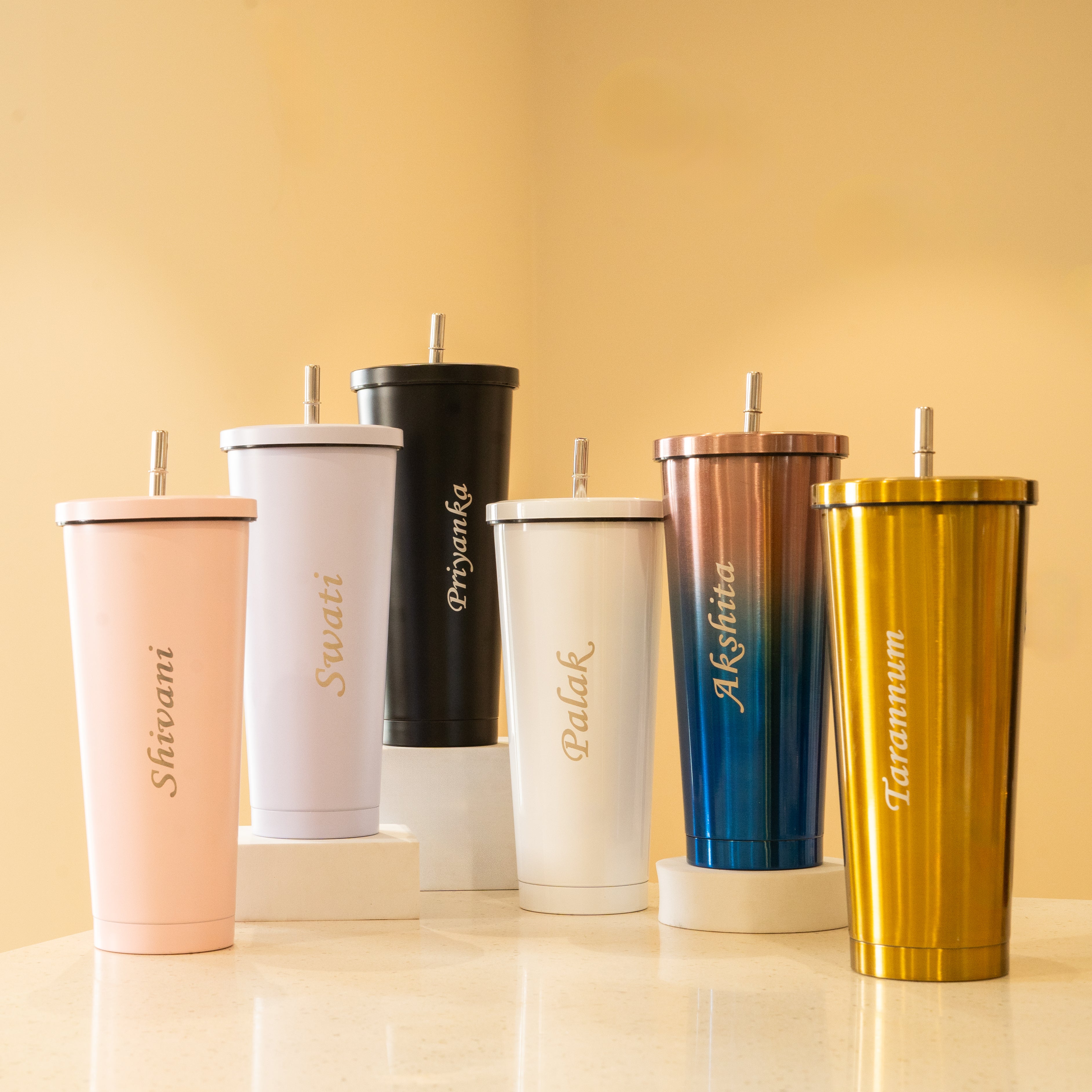 Personalized Steel Tumbler With Straw