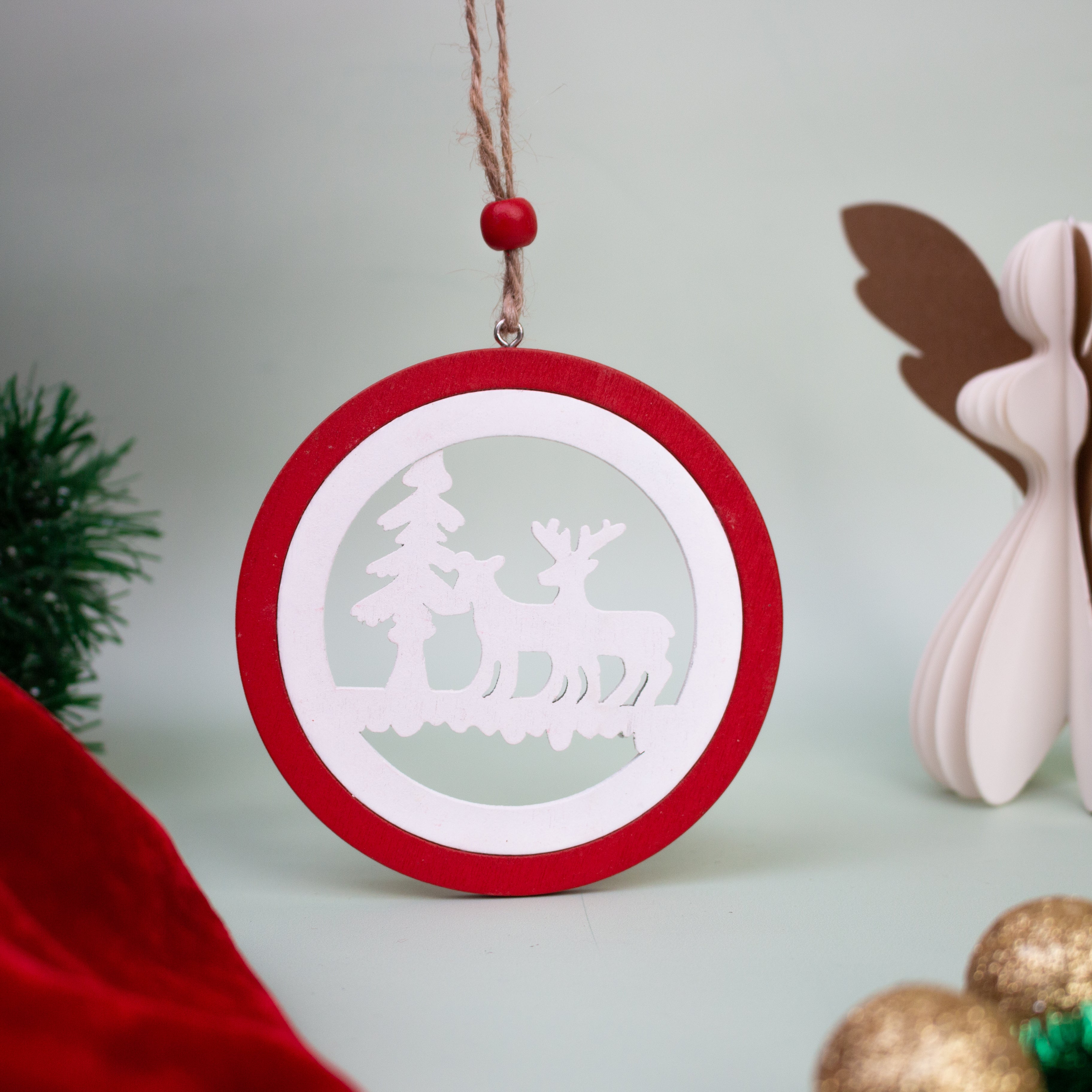 Red & White Reindeer Decor